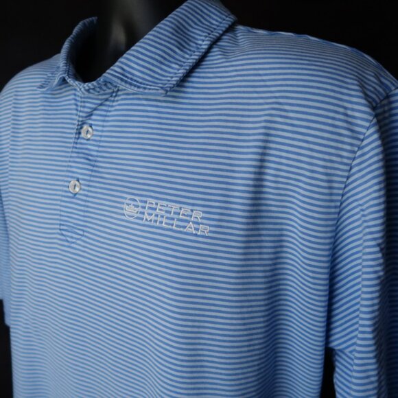 Peter Millar Blue Striped Terra Cotta Polo (XXL) SOFT ⛳️ - Picture 2 of 10